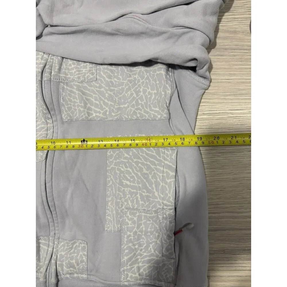 Jordan Elephant Print Patchwork Full Zip Jacket Men’s Large Gray Cotton Jumpman